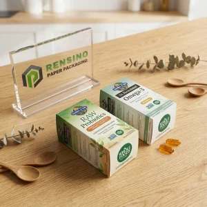 Klare transparente Papierbox mit gedrucktem Logo und Produktetiketten, geeignet für Geschenke, Lebensmittel oder Einzelhandelsverpackungen, OEM/ODM-Service verfügbar