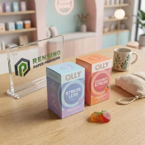 Boîte en papier pastel avec texte imprimé “OLLY” et motif coloré, adaptée pour les cadeaux, le détail ou l'emballage alimentaire, service OEM/ODM disponible