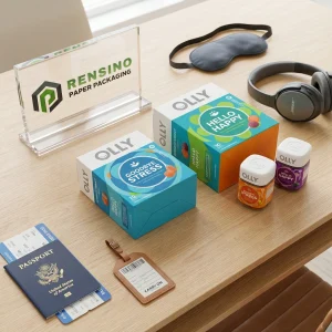 Bunte Papierverpackungsbox mit bedruckten Logos und Mustern, geeignet für Geschenk- oder Einzelhandelsverpackungen, maßgeschneiderte Designs verfügbar
