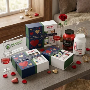 Bunte Geschenkpapierverpackungsbox mit Herzmuster und bedrucktem Logo, geeignet für Geschenke, Lebensmittel oder Einzelhandelsverpackungen, individuelles Design verfügbar