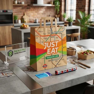 Sacola de Papel Kraft com Impressão de Mapa Colorido, Adequada para Presentes, Varejo, Alimentos ou Embalagens Cosméticas, Design Personalizado Disponível