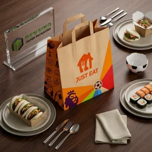 Sacola de Papel Kraft para Presentes com Impressão Colorida e Alças, Adequada para Embalagem de Alimentos ou Varejo, Design Personalizado Disponível