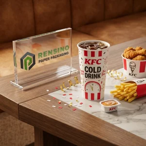 인쇄된 로고와 줄무늬가 있는 KFC 종이컵, 차가운 음료, 식품 포장, 소매 진열에 적합, OEM/ODM 서비스 가능