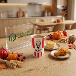 Red and White Disposable Paper Cups with Printed Text, Custom Design Available