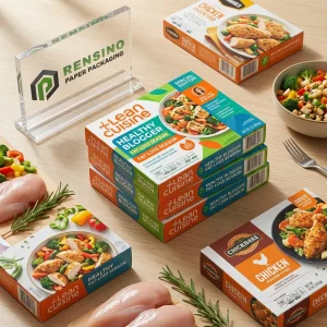 LEAN CUISINE रंगीन आयताकार प्रिंटेड पेपर फूड पैकेजिंग बॉक्स चिकन और सब्जियों की छवि के साथ, जमी हुई खाद्य या रिटेल पैकेजिंग के लिए उपयुक्त, OEM/ODM सेवा