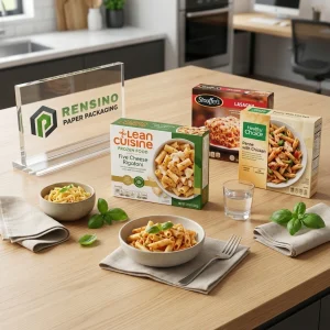 Caixa de Embalagem de Papel Branca para Alimentos com Imagem de Massa, Adequada para Alimentos Congelados ou Embalagem de Varejo, Design Personalizado e Serviço OEM/ODM Disponível