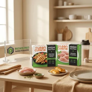 Boîte d'emballage en papier avec images alimentaires, adaptée pour le poulet congelé ou l'emballage alimentaire, design personnalisé et service OEM/ODM disponible