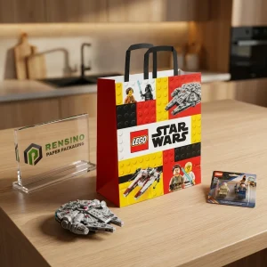 LEGO Star Wars Sacchetto di Carta Colorato con Immagini Stampate di Personaggi e Navi Spaziali, Adatto per Imballaggio Regali o Vendita al Dettaglio, Stampa Logo Personalizzata Disponibile