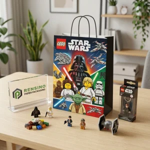 Sacchetto di Carta Multicolore LEGO Star Wars con Immagini di Personaggi e Astronavi Stampate, Adatto per Imballaggio Regalo o Vendita al Dettaglio, Servizio OEM/ODM Disponibile