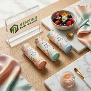 Tubo di Balsamo Labbra di Carta Pastello Stampato con Illustrazioni Floreali e di Frutta per Uso Cosmetico, Servizio OEM/ODM Disponibile