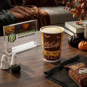 Bedruckter Pappbecher mit Halloween-Motiv, geeignet für Kaffee- oder Getränkepackungen, OEM/ODM-Service verfügbar