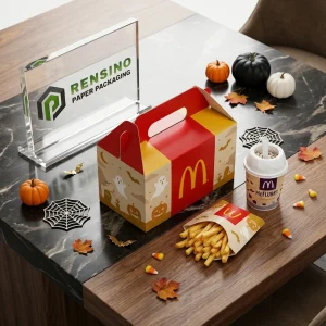 Red and Yellow Disposable Paper Bag Packaging with Halloween Ghost and Pumpkin Pattern, Suitable for Food Packaging, Custom Design Available