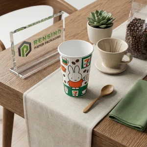 Bedruckter Pappbecher mit Cartoon-Design und klarem Branding, geeignet für Geschenk-, Lebensmittel- oder Einzelhandelsverpackungen, OEM/ODM-Service verfügbar