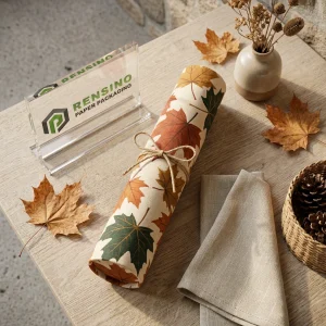 Printed Fabric Paper Tube Packaging with Autumn Leaf Pattern, Suitable for Fabric or Retail Packaging, OEM/ODM Service Available