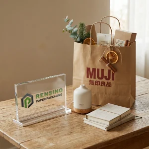 Bolsa de regalo de papel kraft con decoración de naranja seca y canela, adecuada para regalos, venta al por menor, alimentos, cosméticos, joyería y empaques de marca, servicio OEM/ODM disponible