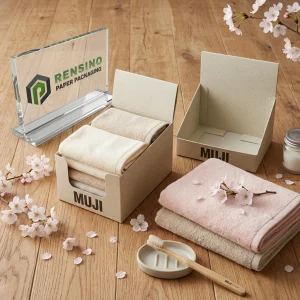 Beige Kraft Paper Display Box with MUJI Logo, Customizable Packaging Solution