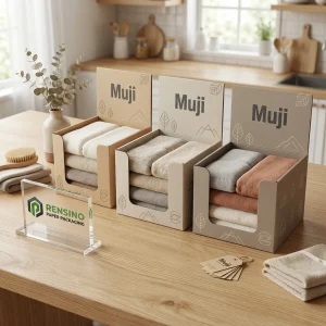 Beige and Gray Paper Gift Box with Foldable Lid, Suitable for Apparel, Cosmetics, or Gift Packaging, Custom Design Available