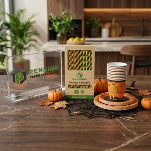 Bedruckte Papierstrohhalme mit Halloween-Thema, abgestimmt auf das Geschirr für den Getränkebereich, OEM/ODM-Service verfügbar