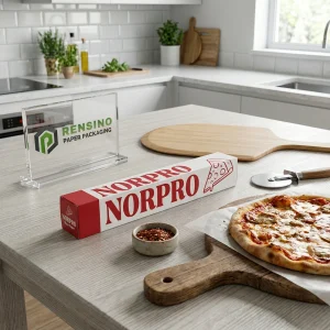 Papier ciré imprimé avec illustration de pizza et texte, adapté pour l'emballage alimentaire, service OEM/ODM disponible