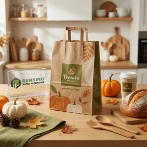 Kraftpapier Lebensmitteltasche mit Herbstkürbisdesign, benutzerdefinierte Logo-Druck verfügbar
