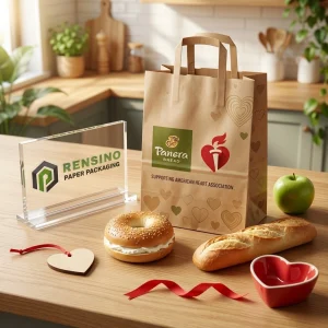 Sacola de Papel Kraft com Padrão de Coração e Logo da Marca, Solução de Embalagem Personalizável