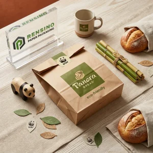 Brauner Kraftpapierbeutel mit umweltfreundlichem Logo, Geeignet für Bäckerei- oder Einzelhandelsverpackung
