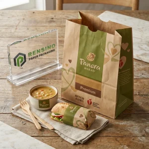 Brauner Kraftpapierbeutel mit grünem und Herz-Muster, Anpassbarer Druck verfügbar
