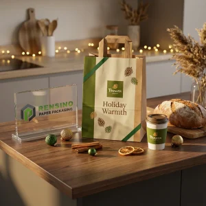 Kraftpapier Geschenktüte mit Feiertagsmuster, benutzerdefinierte Gestaltung verfügbar