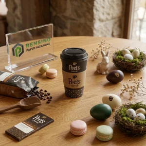 Copo de Café de Papel Preto com Manga de Papel Kraft, Adequado para Bebidas Quentes e Impressão de Logotipo Personalizado