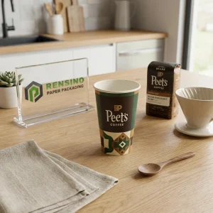 Gobelet en papier avec design personnalisé, adapté pour l'emballage de café ou de boissons, impression de haute qualité et matériau écologique