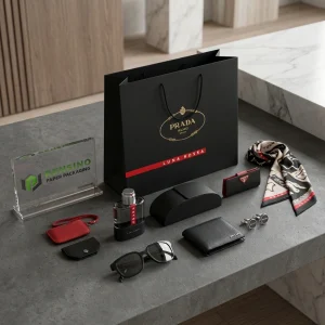 Sac-cadeau en papier noir avec logo et poignées en corde, adapté pour les cadeaux, le commerce de détail ou l'emballage cosmétique, design personnalisé disponible