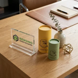 Embalaje de tubo de papel amarillo y verde con ilustración de águila adecuado para empaquetado de regalos o retail, diseño personalizado disponible