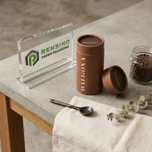 Embalagem de Tubo de Papel Marrom com Texto Impresso Adequado para Embalagem de Café, Impressão de Logo Personalizado Disponível