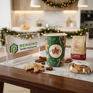 Custom Christmas-themed Paper Cup with Holiday Print, Suitable for Coffee and Beverages