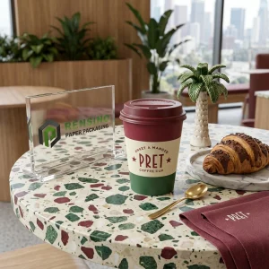 Taza de café de papel colorida con tapa, adecuada para embalaje de bebidas, diseño personalizable