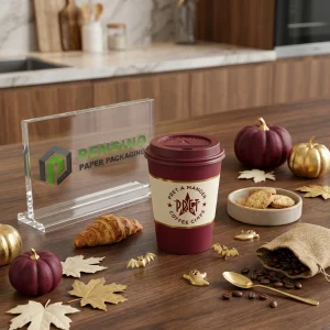 Tazza di carta marrone con coperchio, adatta per imballaggio di caffè e bevande, stampa personalizzata disponibile