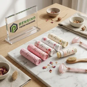 Tubo de bálsamo labial de papel impreso con patrón floral para uso cosmético, diseño personalizado disponible