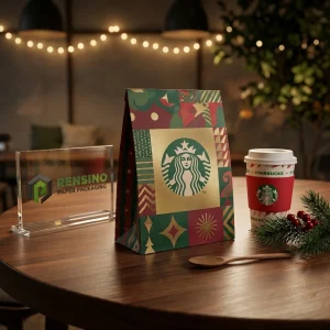 Colorful Paper Stand-Up Pouch with Geometric Pattern and Logo Printing, Custom Design Available