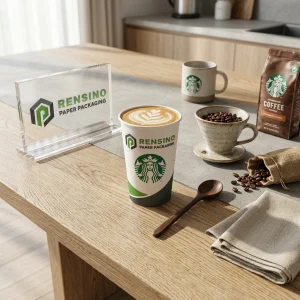 Tazza di Carta Bianca con Logo e Stampa di Caffè, Adatta per Imballaggio di Bevande, Personalizzabile per Caffetterie e Vendita al Dettaglio
