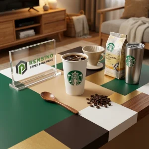Tazza di Carta Bianca con Logo Verde Stampato per Imballaggio di Caffè, Design Personalizzato Disponibile