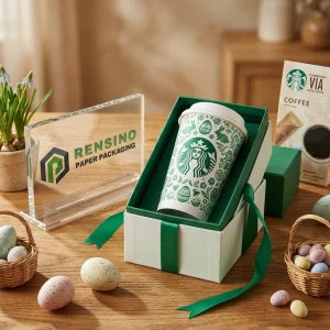 Tazza di carta bianca con logo verde Starbucks, adatta per il packaging del caffè e uso regalo, personalizzazione diretta dalla fabbrica