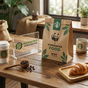 Sacchetto Alimentare in Carta Kraft con Design Foglia Verde, Stampa Logo Personalizzata Disponibile