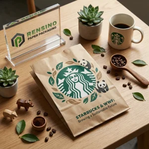 Sacola de Papel Kraft com Logo Impresso e Ilustração de Panda, Adequada para Presente, Alimentos ou Embalagem de Varejo, Design Personalizado Disponível
