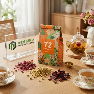 Bolsa de papel kraft colorida con patrón floral, adecuada para regalos, venta al por menor, empaques de alimentos, cosméticos o joyería, diseño personalizado disponible