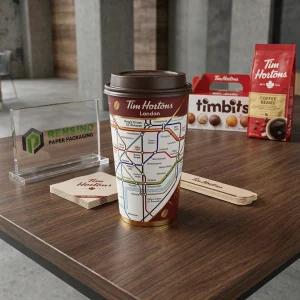 Gobelet en papier avec design de carte, adapté pour l'emballage de café et de boissons, personnalisable avec logo