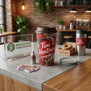 Bicchiere di carta colorato con design graffiti, adatto per imballaggio di caffè e bevande, personalizzabile con logo