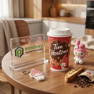 Bedruckter Papiertassenverpackung mit bunten Cartoonfiguren und Blumenmustern, geeignet für Geschenk-, Lebensmittel- oder Einzelhandelsverpackungen. Benutzerdefiniertes Design unterstützt mit OEM/ODM-Service verfügbar