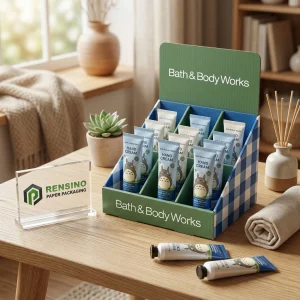 Caja de regalo de papel verde con patrón a cuadros, adecuada para empaques cosméticos o minoristas, diseño personalizado disponible