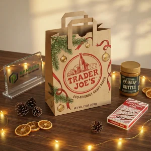Kraftpapier-Geschenktüte mit Weihnachtsmuster, umweltfreundliches Design, geeignet für den Einzelhandel oder Geschenkpaktierung