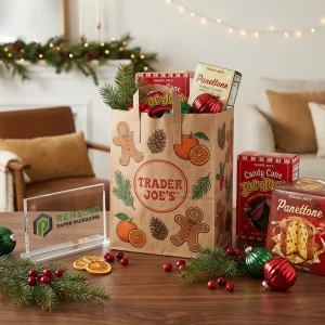 Kraftpapier-Geschenktüte mit Weihnachtsmuster, individuelles Design verfügbar